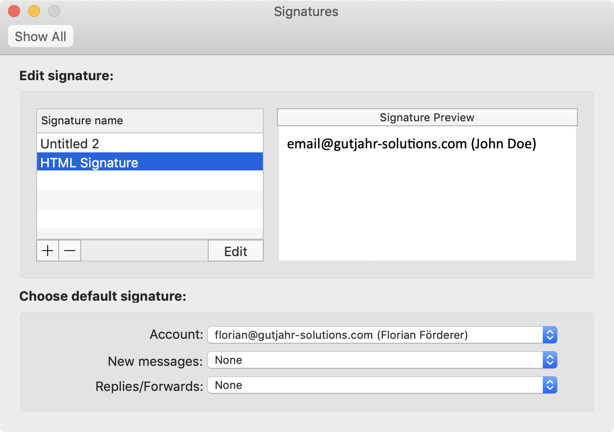 adding signature in outlook